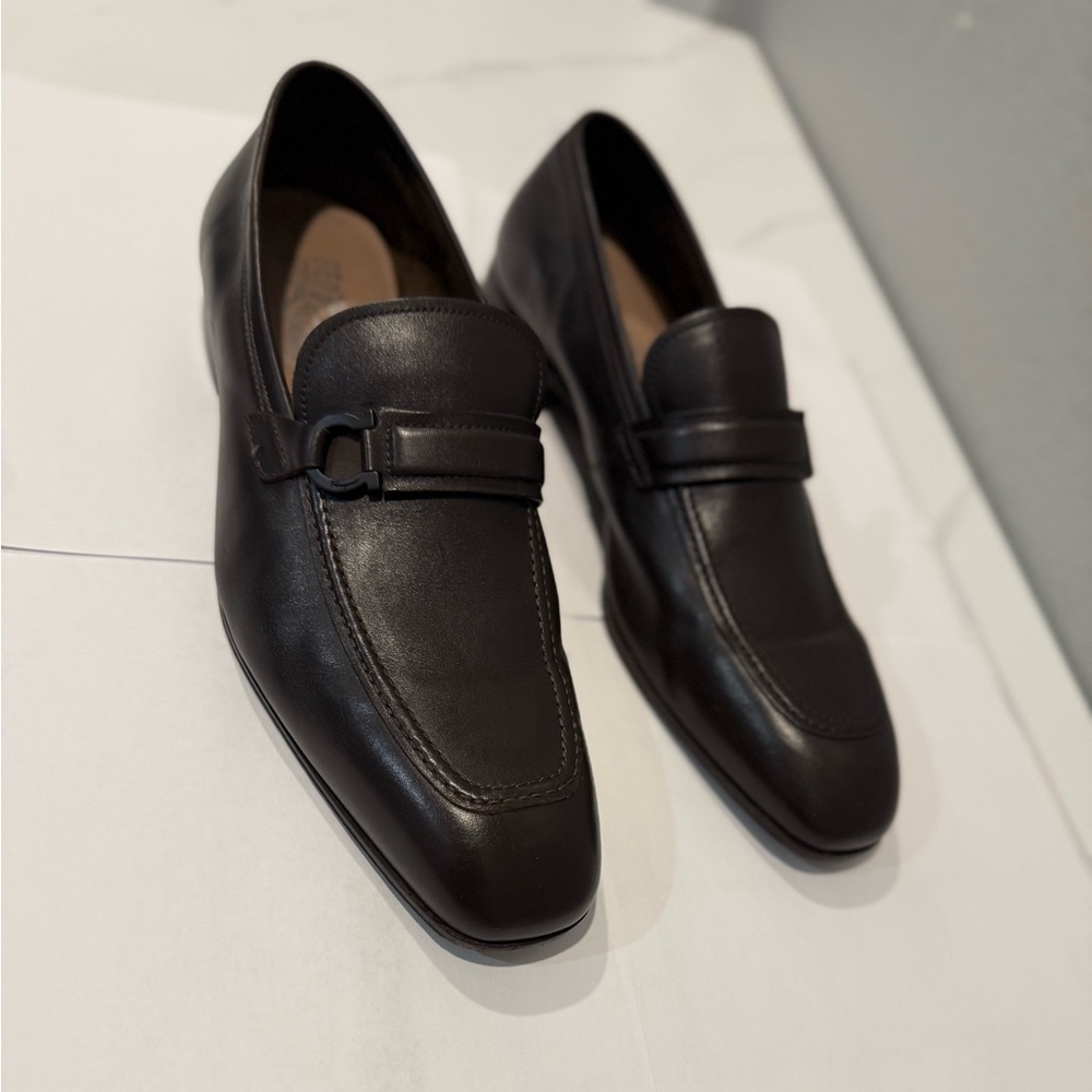 Salvatore Ferragamo Dark Brown Leather Loafers